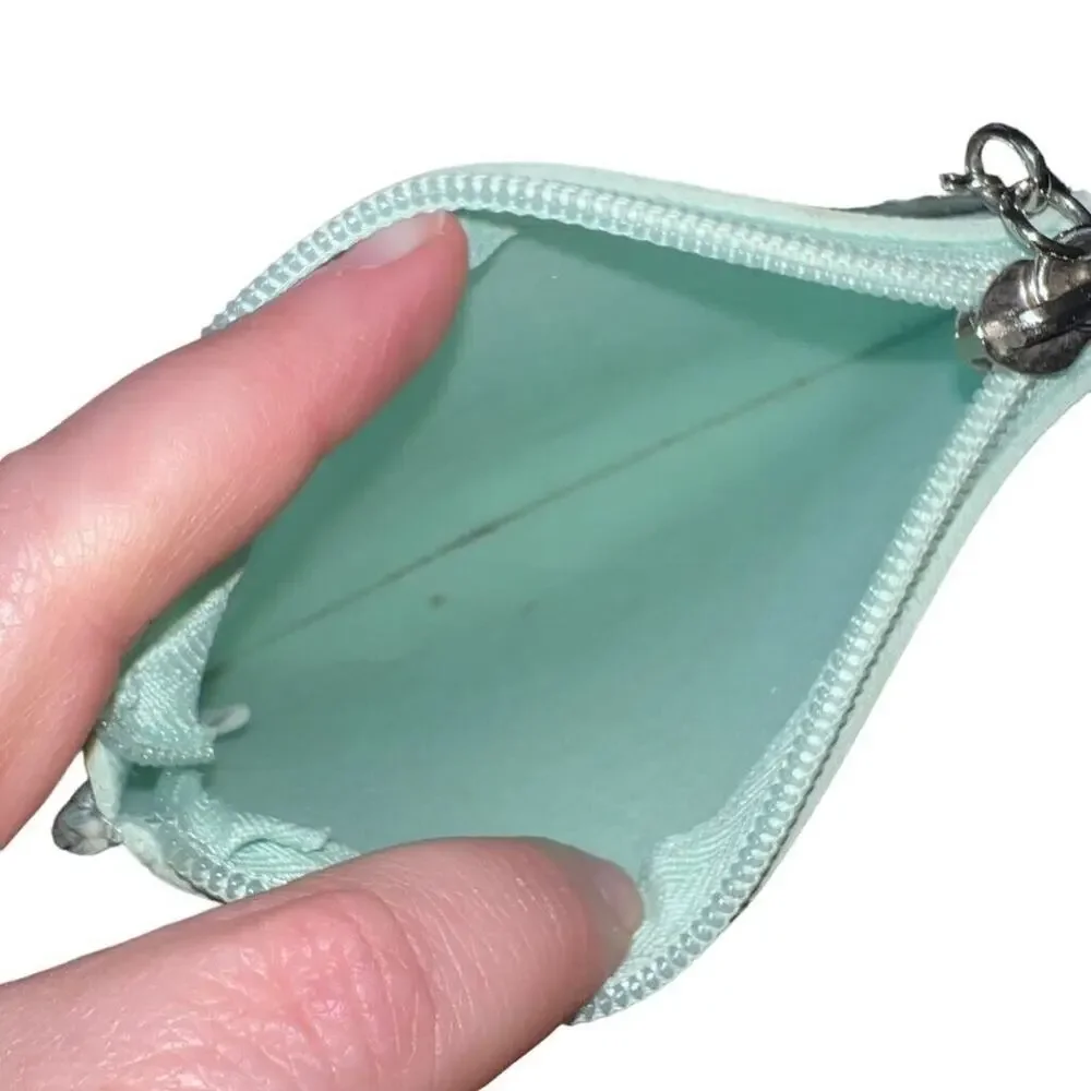 Bath and Body Works Zipper Pouch Coin Purse Soft Studded Hello Pastel Teal